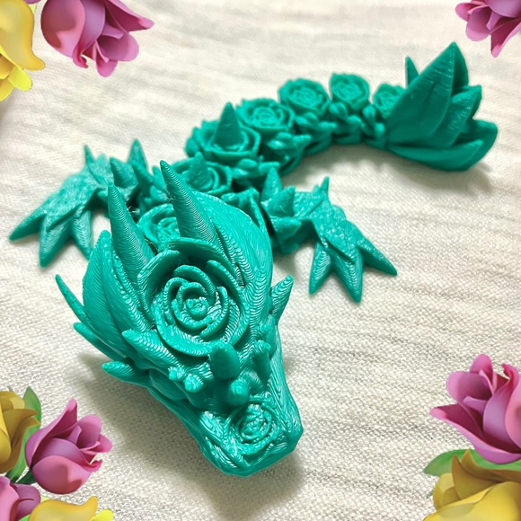 Other - NEW 3D Green Rose Dragon Figurine